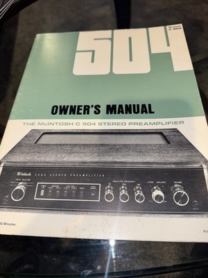 McIntosh C504 Preamplifier  Owners Manual *Original*