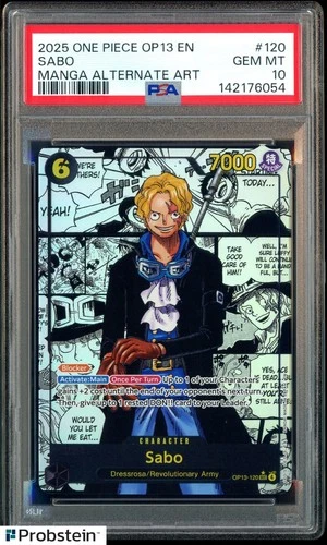 2025 One Piece OP13 En Manga Alternate Art #120 Sabo PSA 10 GEM MINT