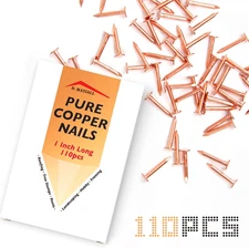 Copper Nails – 1 Inch Roofing Nails 110Pcs – 99.95% Pure Copper Nails for Roof,