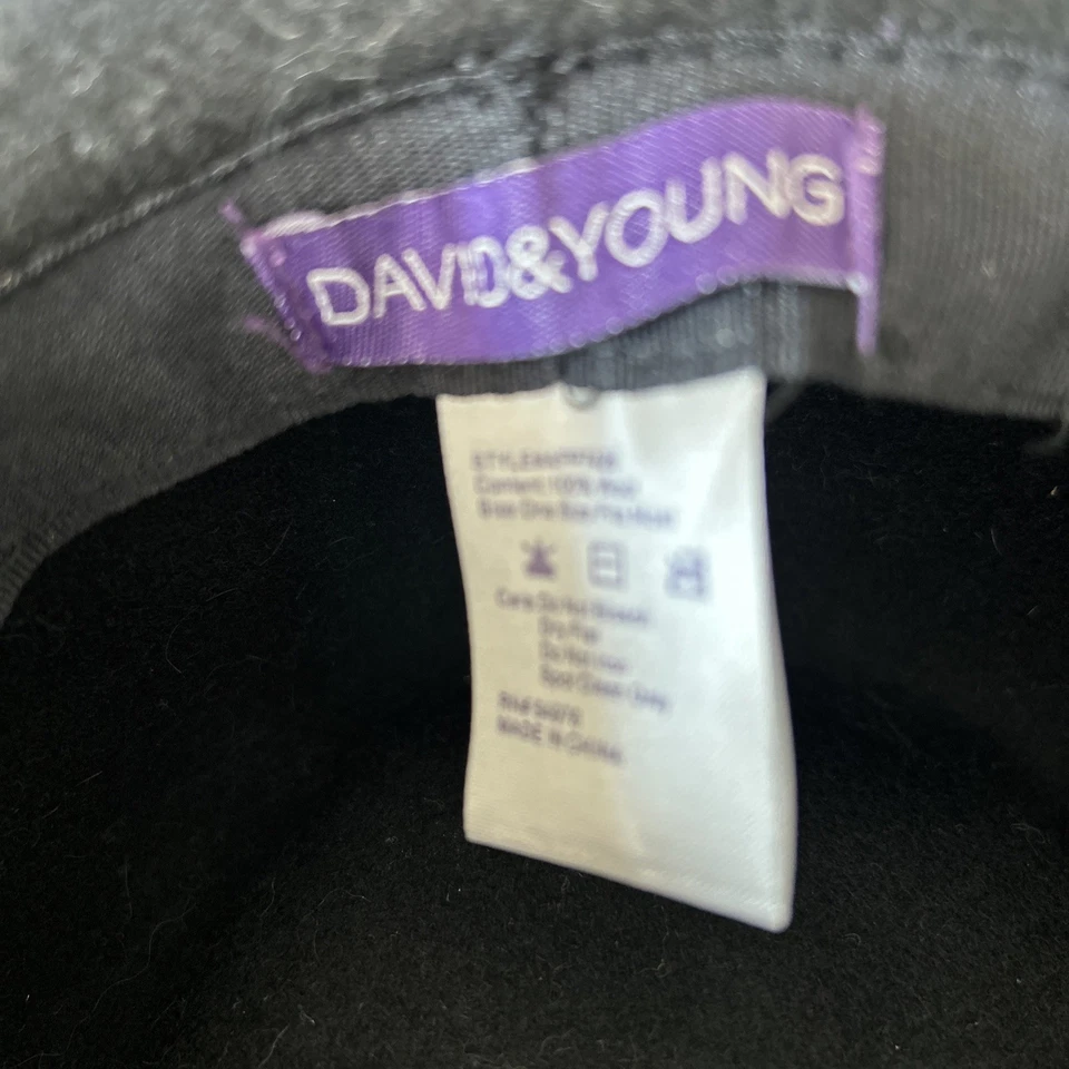 David & Young Sombrero Hippy Floppy Ala Ancha Fieltro Lana Negro, NUEVO con Etiquetas Talla Única Foto 3 de 4