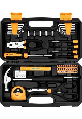 DEKO Werkzeugset Set 62-teilig Heimwerkerwerkzeuge Basic Handwerkzeugkasten Set für Zuhause