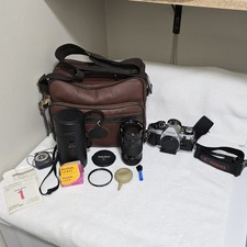 Canon AE-1 Program 35mm Film Camera Bundle w Vivitar Series 1 Lens Vintage READ