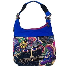 Laurel Burch Fantasticats Cat Canvas Scoop Purse Tote Bag Spring Summer Colorful