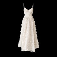 Thirty Thirty LA Ivory Midi Dress M NWT Corset Lace Up Butterfly Applique Bridal