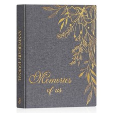Memories of Us Wedding Anniversary Journal, Grey Linen, 190 Pages, Scrapbook