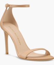 Stuart Weitzman Nudist II Sandal, Ankle Strap Heel Patent Adobe New 495 Size 10