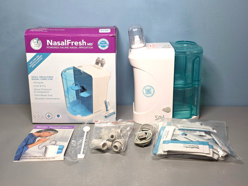 NasalFresh MD Powered Saline Nasal Irrigation System w/ 28 Saline Wash Packets