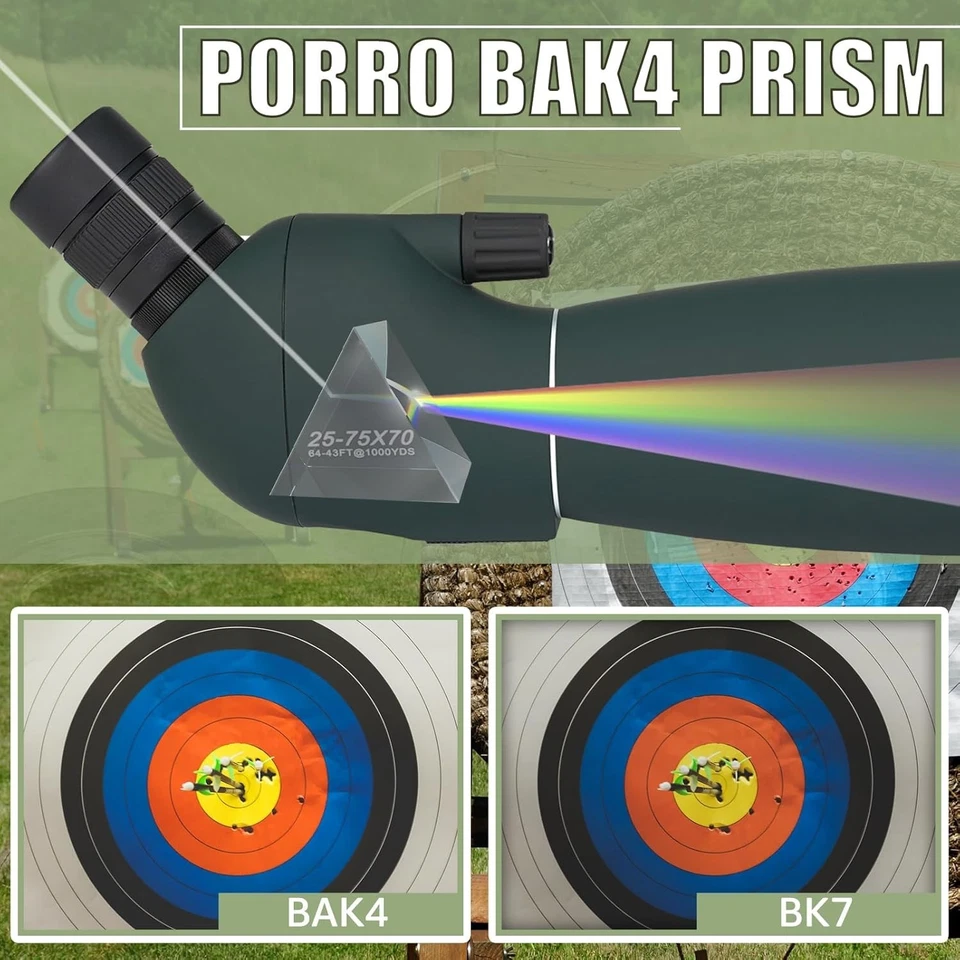 Svbony SV28 PLUS - Spotting Scope + Tripod & Phone Adapter 25-75X70 HD Zoom BAK4 - Image 4 of 4