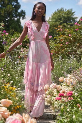 LoveShackFancy Chantelle Dress in Misted Lily Pink Romantic Maxi 4 NWT $695