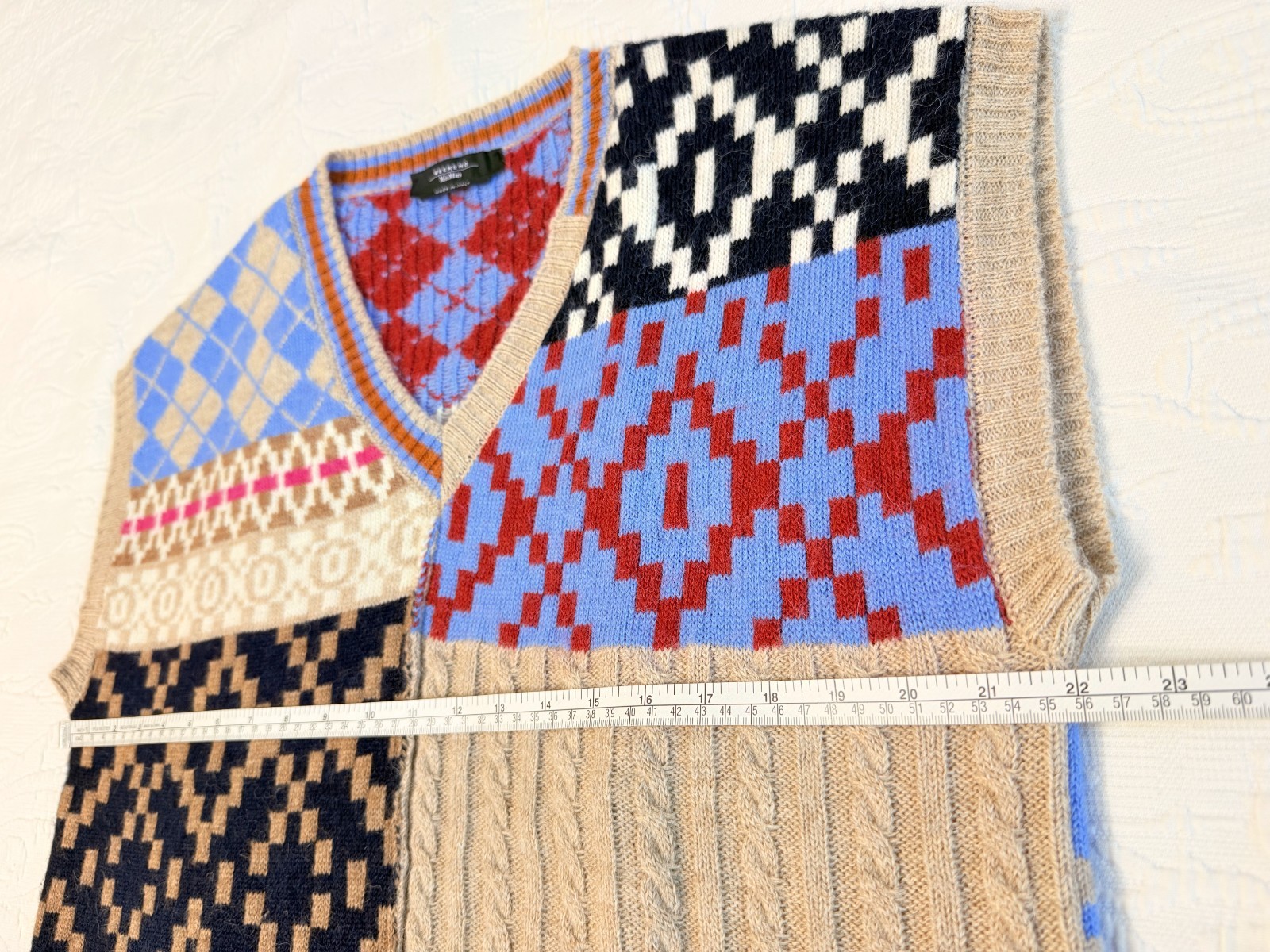 Weekend Max Mara patchwork women's wool knitted v… - image 11