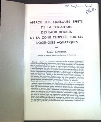 Apercu sur quelques effets de la pollution des eaux douces de la zone tempérée s