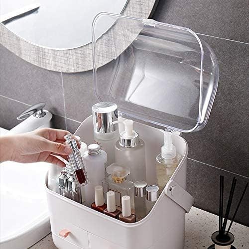 LINFIDITE Scatola Porta Cosmetici con Coperchio Organizzatore Trucco con Baia Senza Polvere - Foto 4 di 9