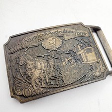 VTG Belt Buckle form Ortho Co. American Ag. 1776-1976 Bicentennial Bronze Tone