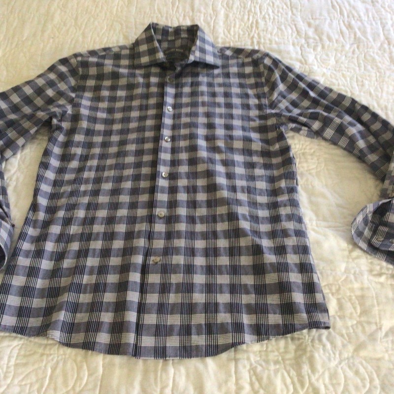 Geoffrey Beene Mens Shirt Size Small 14-14 1/2(32/33) Button Up Long SleevePlaid