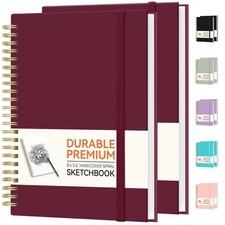 2 Pack Blank Spiral Notebook, 8"x 5.6"Hardcover Sketch Book, 100GSM Thick Pap...
