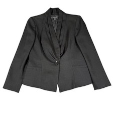 Kasper Petite Black Single Button Draped Shawl Collar Blazer Jacket 6P