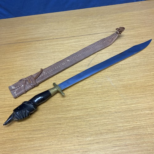 Vintage 1970's Negrito Bolo 27” Knife w/Wood Carved Handle & Leather Sheath