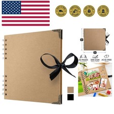 Square Scrapbook Photo Albums 36 Pages 7 x 7 inch Brown Thick 200gsm Kraft Pa...