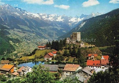 Ladis Tyrol AT Oberinntal Castle Ruin Pond Village Mountains Alps Valley