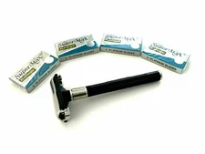 Barber Safety Razor PLUS SuperMax Double Edge Razor Blades Shaving Grooming NEW