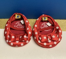 Build A Bear Shoes Flats Red White Polka Dot Bows Minnie Satin Mary Janes BABW