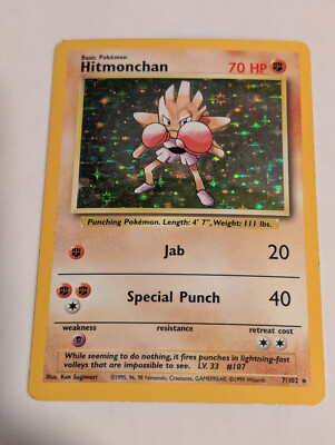 Hitmonchan - 7/102 Base Set - Pokemon Holo Foil Nice! | eBay