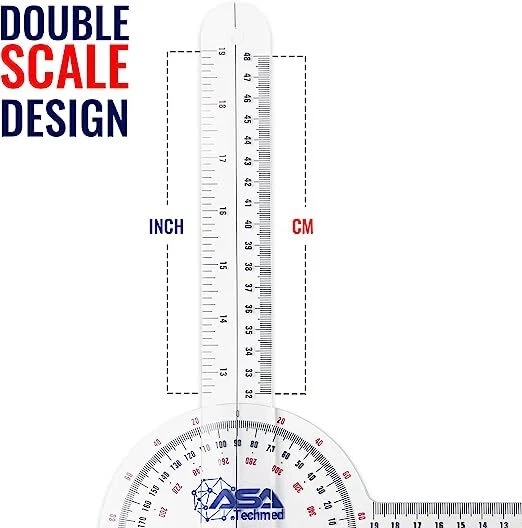 ASA TECHMED 6 peças 360° 12, 8 e 6 polegadas transferidor de ângulo goniômetro espinhal médico - Imagem 4 de 4