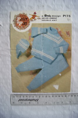 Vintage: Peter Pan P175 Pullover, Trews & Cap, DK, 22-24 inch