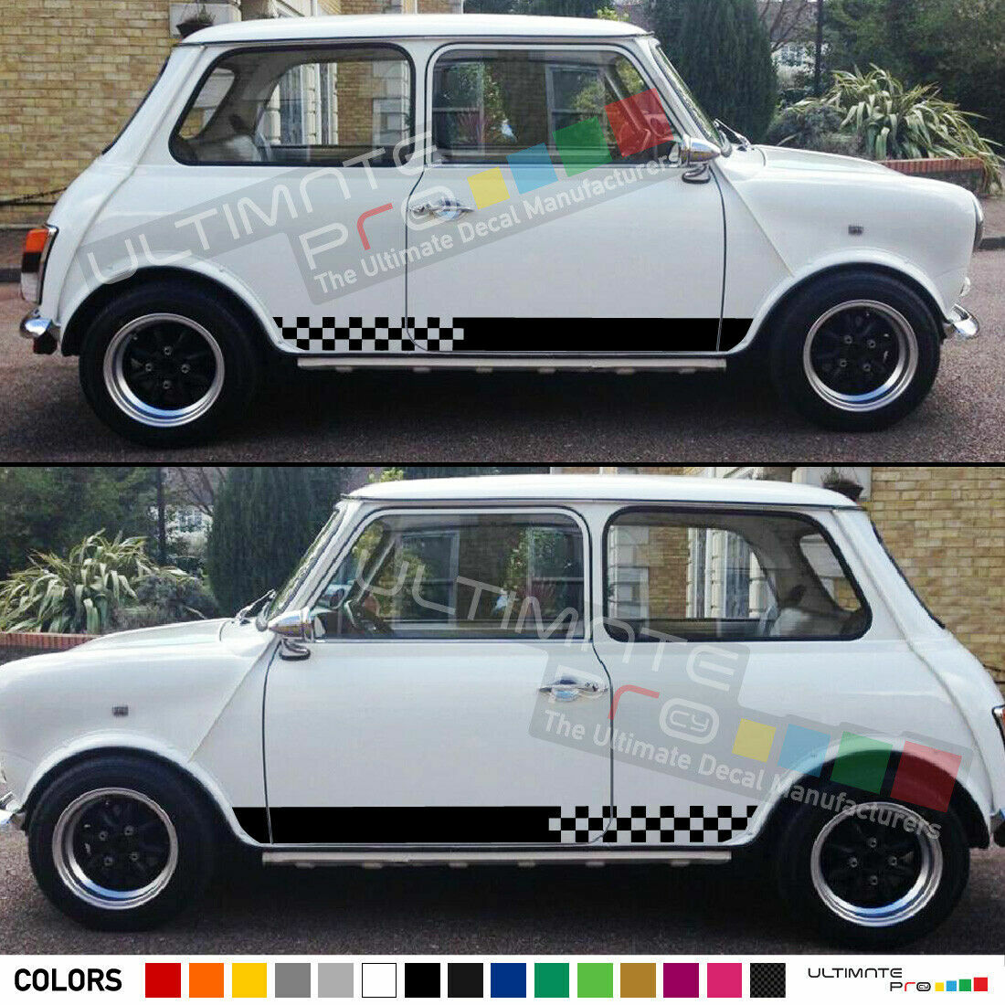 Sticker decal for Classic mini cooper side door trim Stripes left
