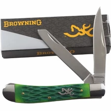 Browning Trapper Folding Pocket Knife Green Jigged Bone