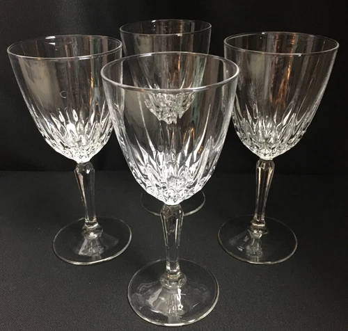 VTG Cristal d'Arques Durand DIAMANT ~ 7" Water Wine Glasses Crystal 8oz ~ Set 4