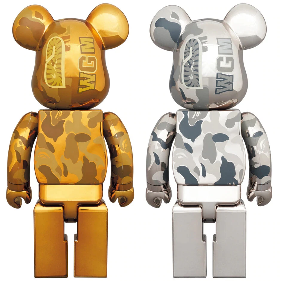 Medicom Toy BE@RBRICK BAPE(R) CAMO SHARK 100 400 GOLD bearbrick