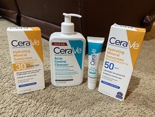 CeraVe Lot Of 4 Acne Control Cleanser 16 Oz Exp. 3/26 Hydrate Mineral Sunscreen