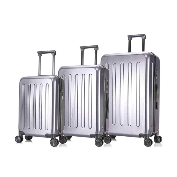 Reisekoffer Trolley Travel Kofferset Mit 4 Rollen Und Tsa Schloss In Grau Set-image