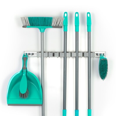 5X Wall Mount Mop Organiser, Brush Broom Holder, Kitchen Tool