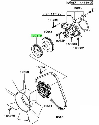 Pulley Water Pump MD312173 For Mitsubishi L200 Triton 2.4 Gasoline 2005-2022 - Picture 2 of 7