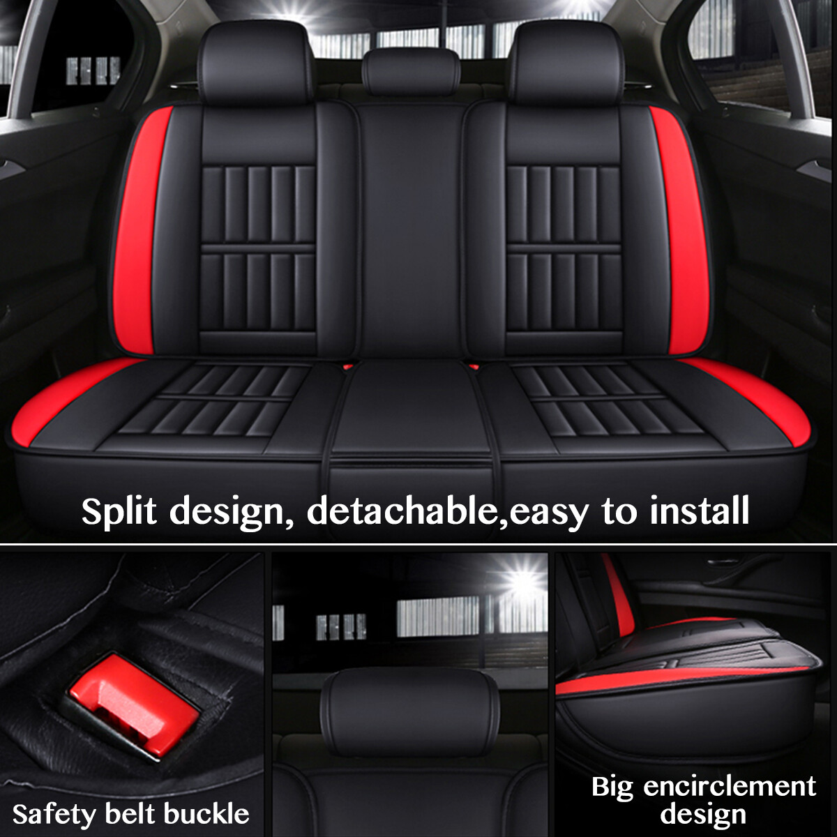 Deluxe Black PU Leather Full Set Seat Covers For Vauxhall Corsa Astra