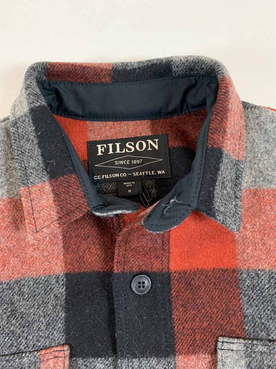 FILSON MACKINAW WOOL JAC-SHIRT BLACK/CHARCOAL/RUST BUFFALO CHECK M