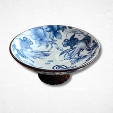 Chinoiserie cat plate Goldfish Timeless Style Raised Cat Bowl Small