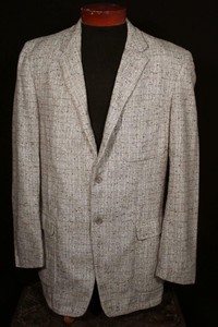 RARE-VINTAGE-1950-039-S-BROWN-WOVEN-WOOL-SALT-amp-PEPPER-SPORT-JACKET-SIZE-40-LONG