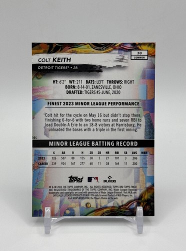 2024 Topps Finest - Common Sky Blue Refractor #38 Colt Keith /325 (RC) - Picture 3 of 5