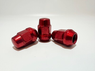 20Pc 7/16-20 Red Bulge Acorn Lug Nuts Cone For Chevy Pontiac Buick