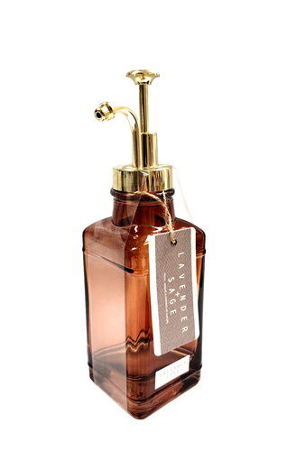 NEW LAVENDER,SAGE AMBER BROWN GLASS GOLD VINTAGE STYLE PUMP SOAP DISPENSER - Picture 3 of 5