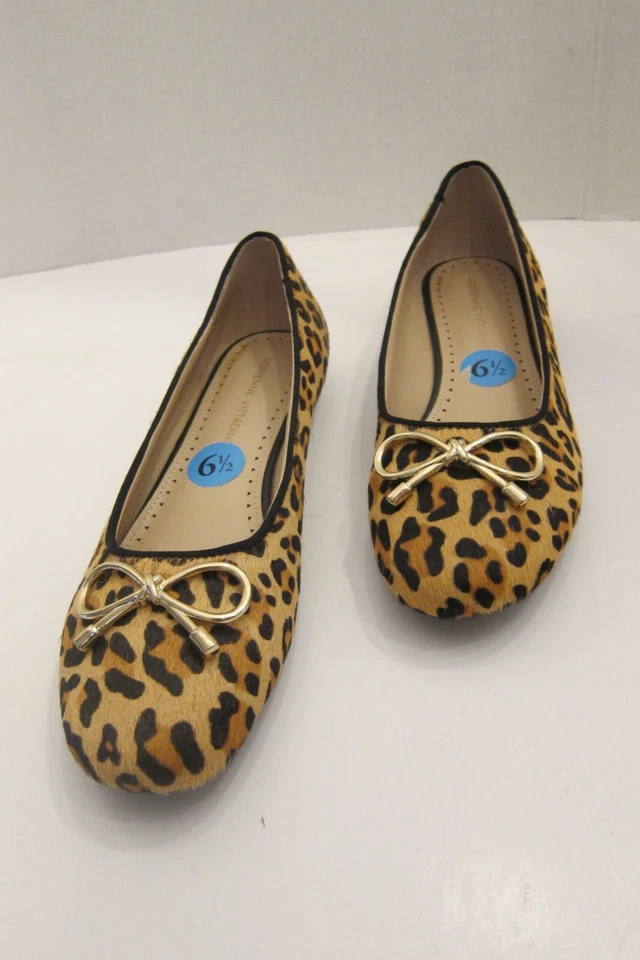 Adrienne Vittadini Mujer Cavallo Zapatos de Ballet Leopardo Pelo de Becerro 6.5 NUEVO Cuero Foto 2 de 4
