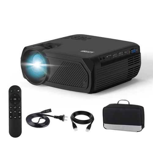 Mini Bluetooth Projector - 1080P HD, Carry Bag, Compatible with HDMI, VGA, USB