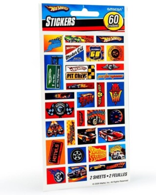 Hot Wheels Party Favour Sticker Sheet 60pk - Hot Wheels Party Supplies