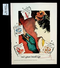1943 Coty Air Spun Face Powder Makeup Sub Tint Lipstick Vintage Print Ad 33126