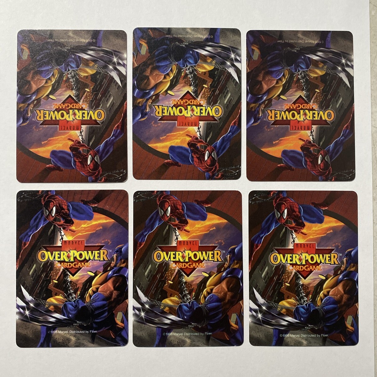6) 1995 MARVEL OVERPOWER COLLECTABLE CARD GAME “ONE PER DECK