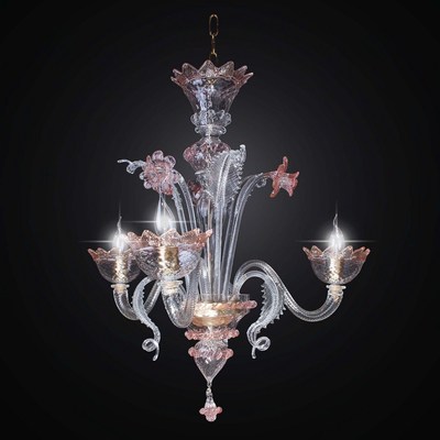 Original Murano Chandelier With 3 Lights Transparent And