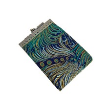 Cathayana Peacock Brocade RFID Card Holder 10 Slot Accordion Kiss Clasp USA Made